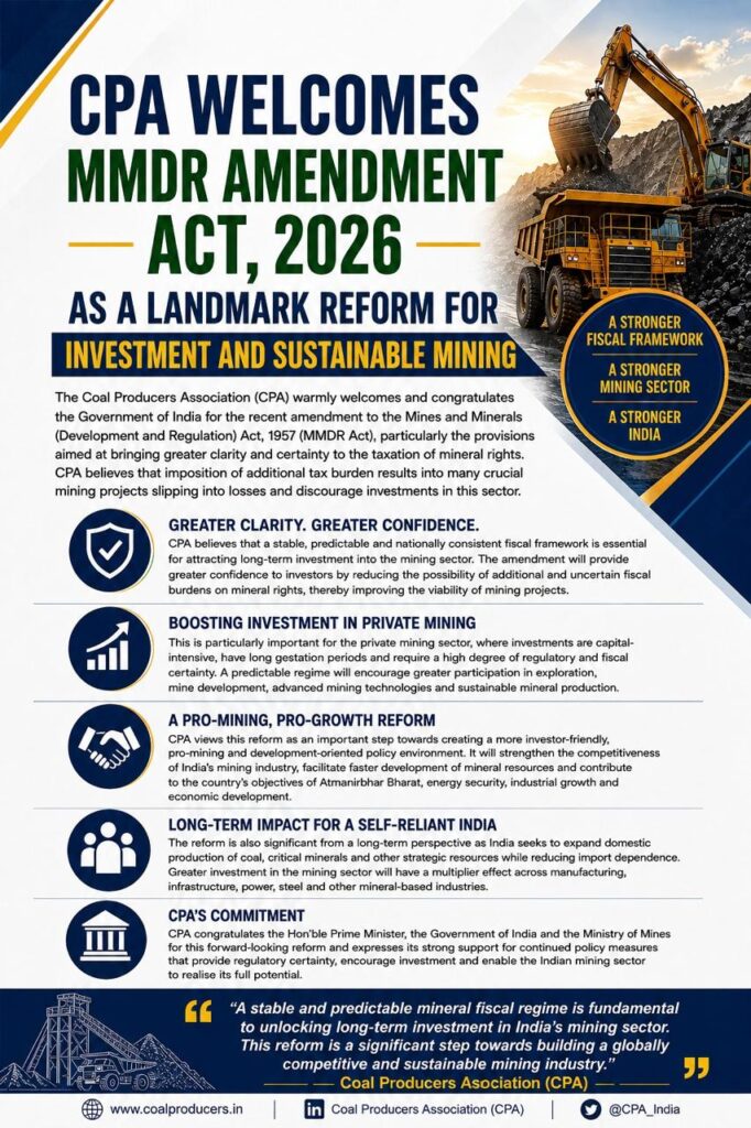 CAP Welcomes MMDR Amendment Act, 2026
